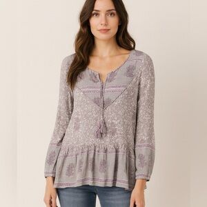 Calypso St. Barth Floral Peasant Blouse XS Boho 100% Cotton